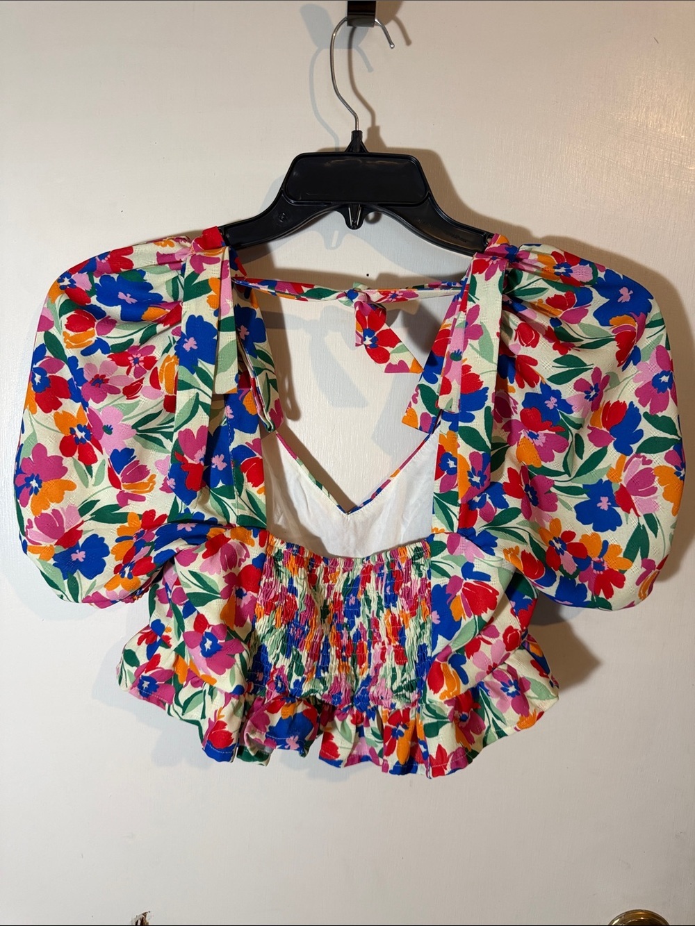 Altar'd State Floral Tie-Back Puff Sleeve Crop Top - Picture 3 of 3